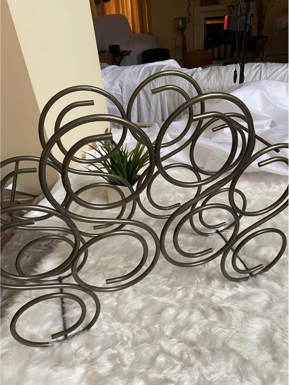 Metal Silver Wine Rack Holder Spiral Design